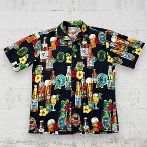 Hilo Hattie Hawaiian Aloha Shirt Mens M Hawaii Local Beers All Over Print